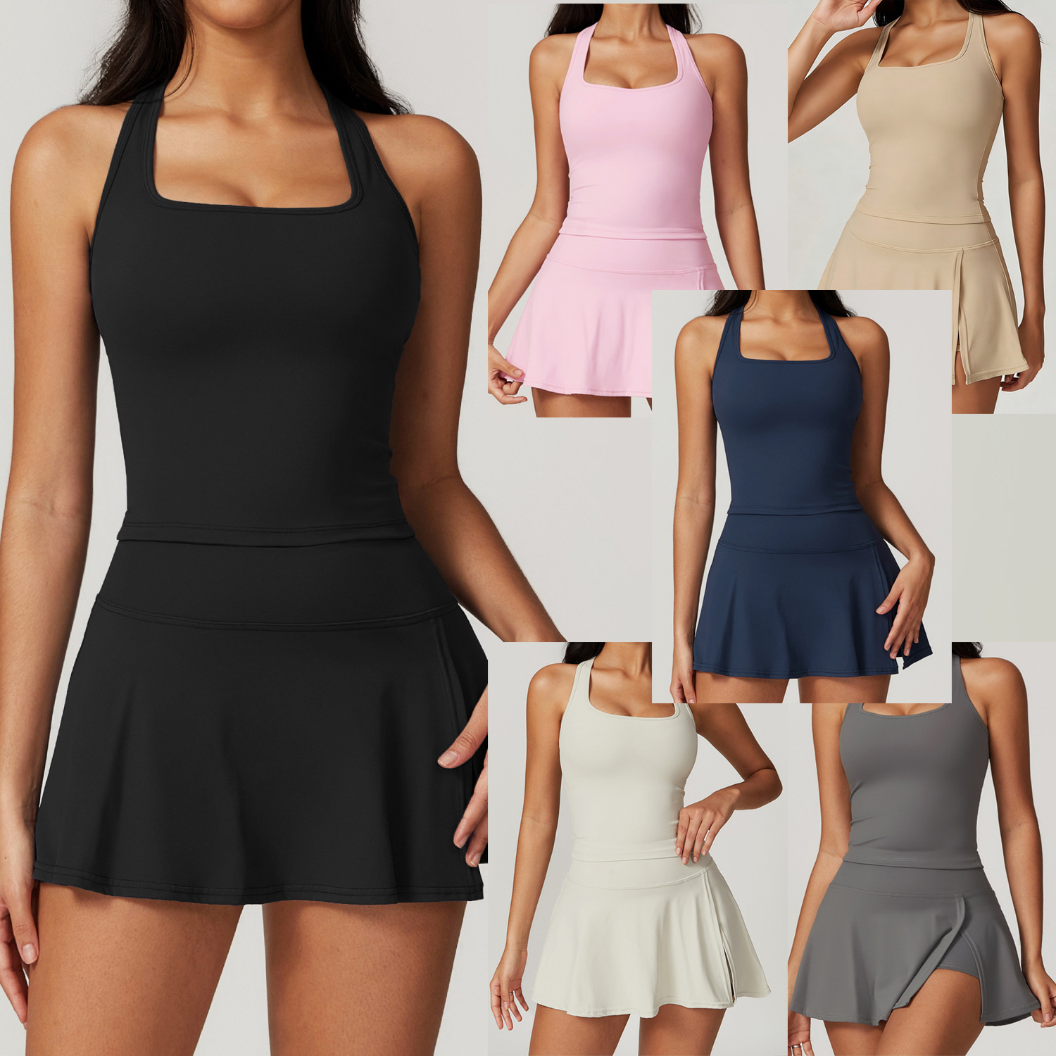Crop Top Crochet - فساتين تنس من قطعتين للنساء مع