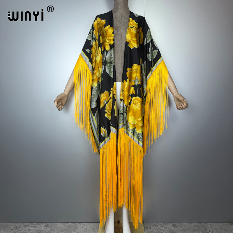 Cover Up Kaftan - WINYI أفريقيا كيمونو الاخفاء بوهيميا طباعة