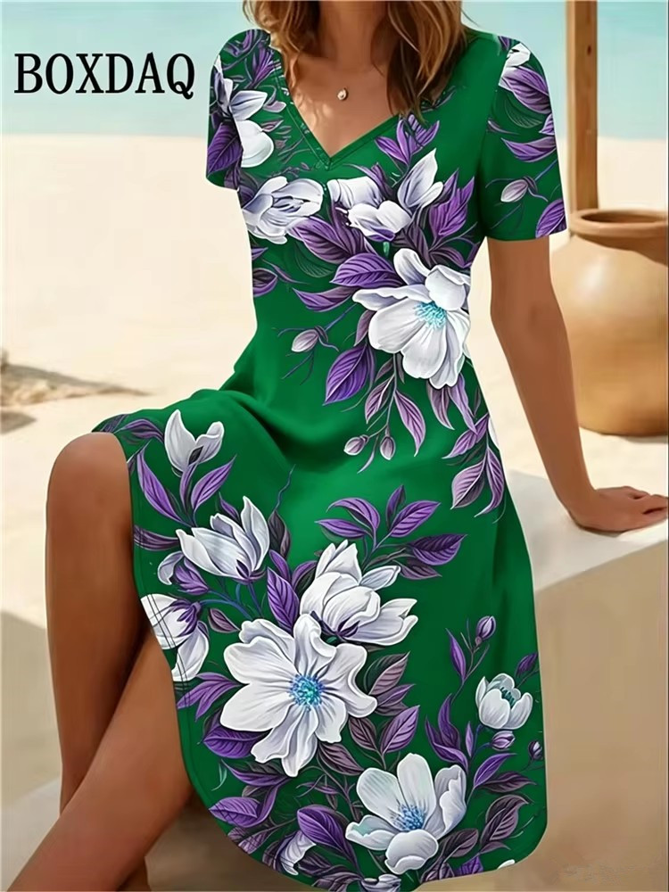 Romper Floral Print - فساتين نسائية مقاس كبير 6XL للصيف