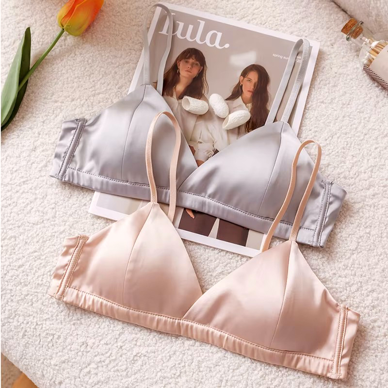 Bralette Triangle Set - حمالة صدر نسائية من الساتان والحرير،