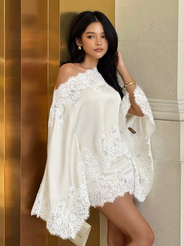 بدلة نسائية أنيقة من الدانتيل  - مراجعة Blouse Off Shoulder وسعره