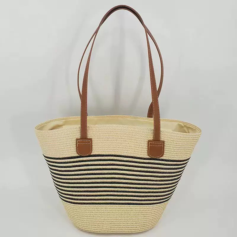 حقيبة يد نسائية من القش المخطط - مراجعة Tote Bag Beach وسعره