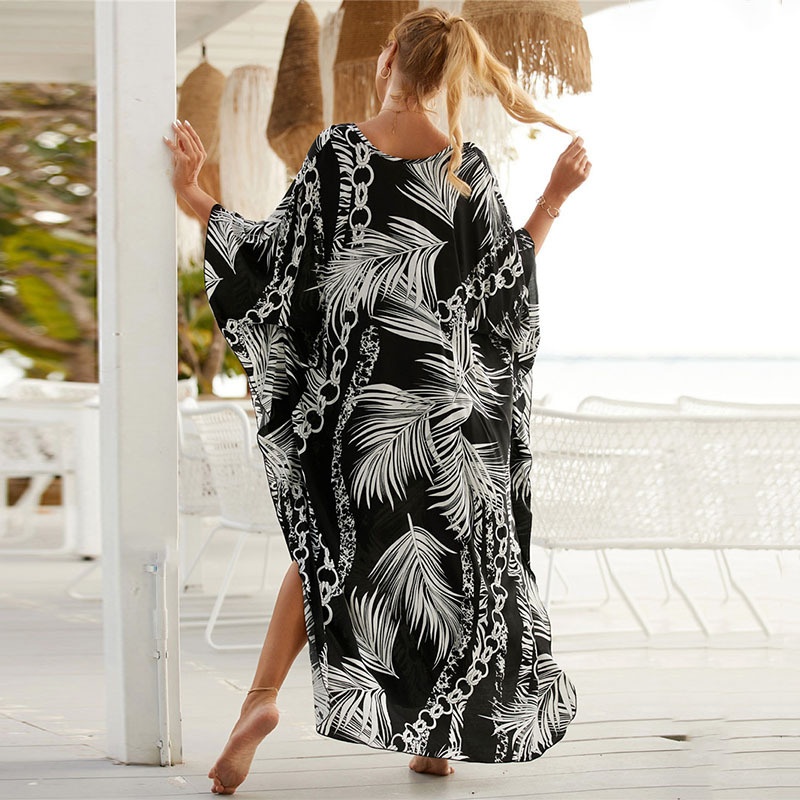 فستان نسائي مقاس كبير بطبعة حي - مراجعة Cover Up Kaftan وسعره