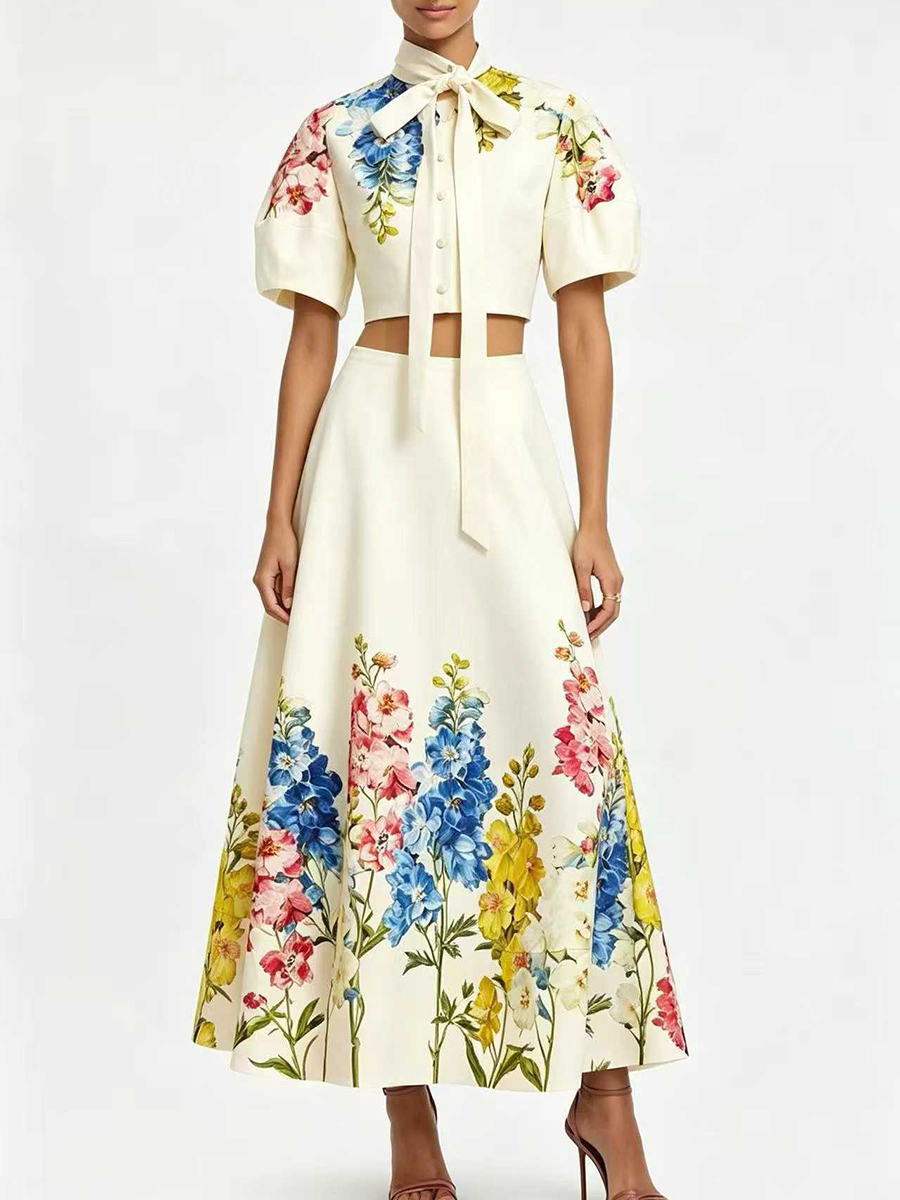 طقم نسائي أنيق من قطعتين من VG - مراجعة Midi Skirt Floral وسعره